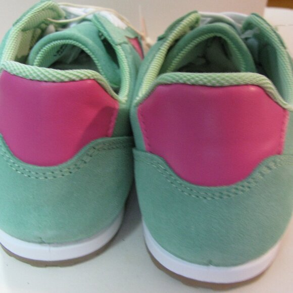 * Mila Paoli Leather Sneaker 7 1/2 8 NWT $70 Mint Green & Pink Lace Up Shoe - Picture 4 of 7